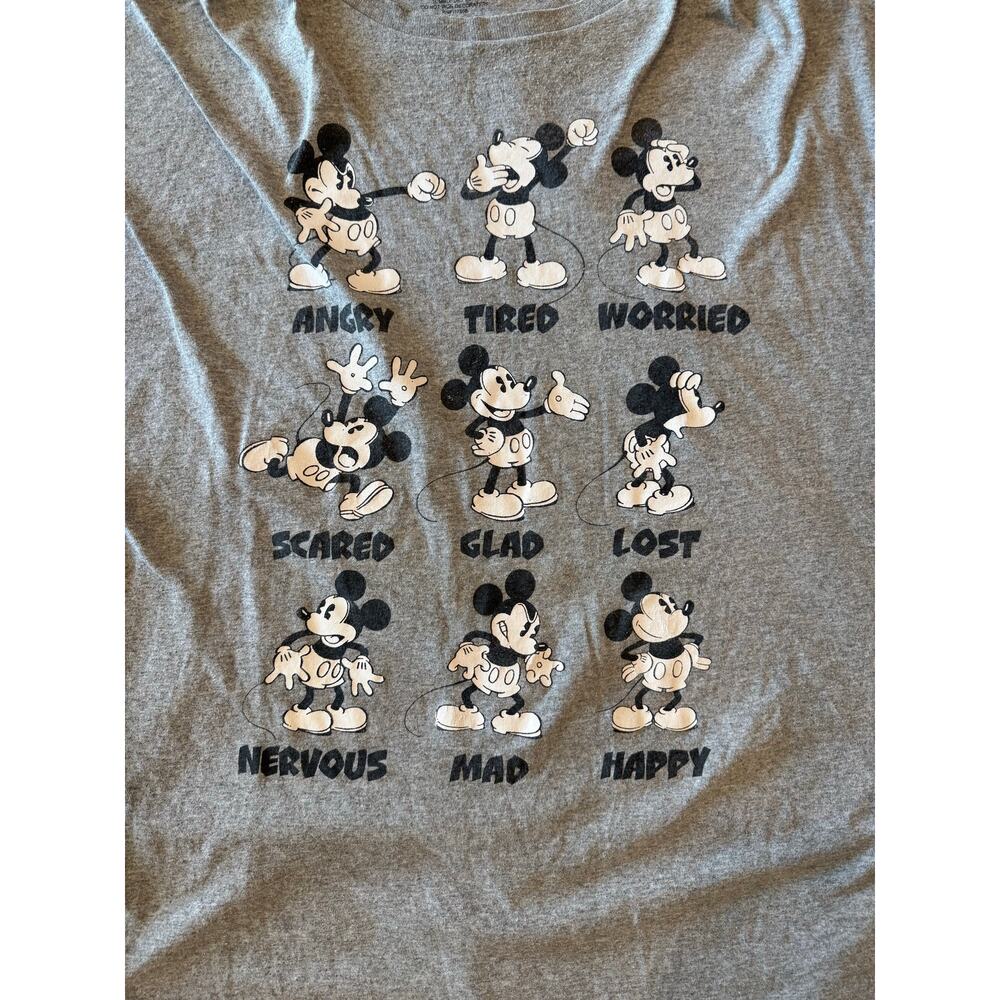 Disney Mickey Mouse Emotions Graphic T-Shirt Men's 4XL Gray Plus Size - Picture 3 of 6